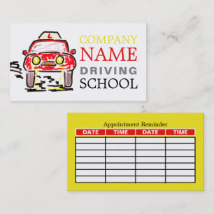 Cartoon Car, Driving School/Instructor Appointment Business Card