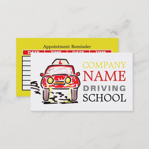 Cartoon Car Driving SchoolInstructor Appointment Business Card