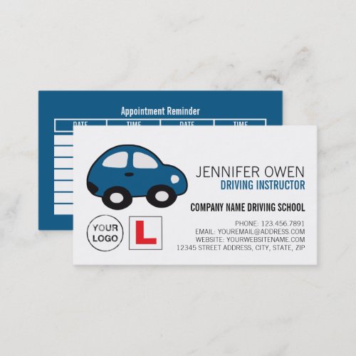 Cartoon Car Driving SchoolInstructor Appointment Business Card