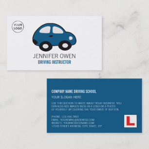 Cartoon Car, Driving School, Instructor Business Card