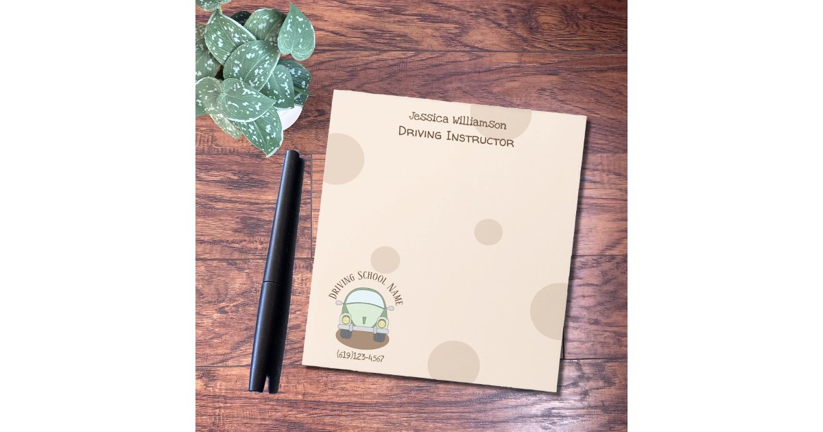 Cartoon Car Driving School Instructor Notepad | Zazzle