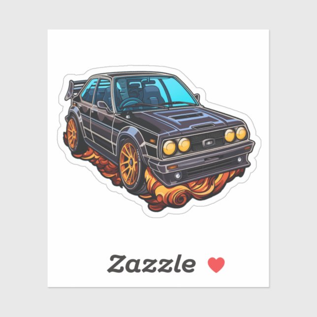 Cartoon car illustration sticker (Sheet)