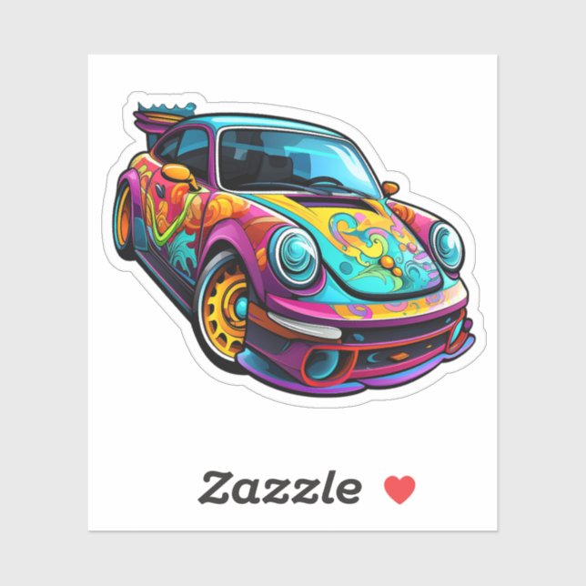 Cartoon car illustration sticker (Sheet)