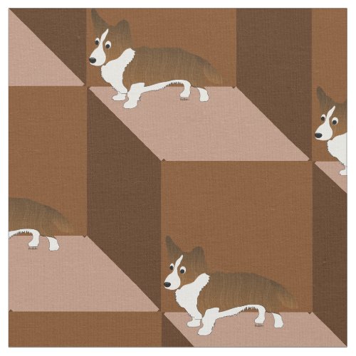 Cartoon Cardigan Corgi Brindle Fabric