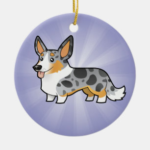 Cartoon Cardigan Welsh Corgi (add your message) Ceramic Ornament