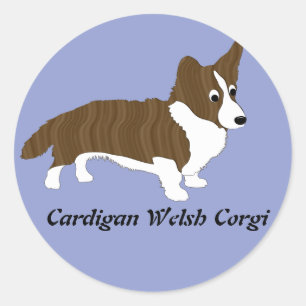 Cartoon Cardigan Welsh Corgi (Brindle) Classic Round Sticker