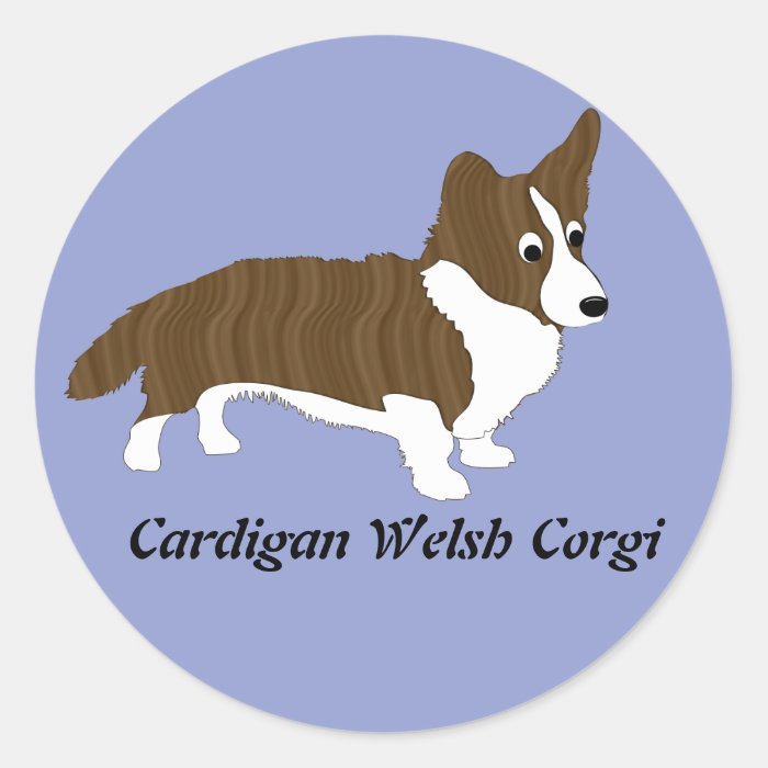 Cartoon Cardigan Welsh Corgi (Brindle) Round Sticker