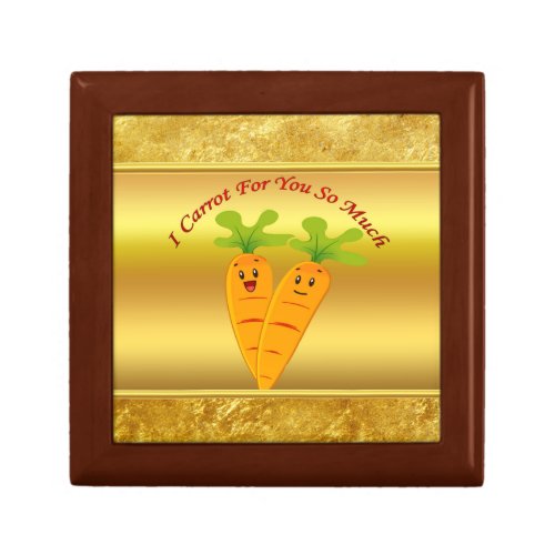 Cartoon carrots with big eyes and a smile to go gift box