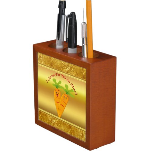 Cartoon carrots with big eyes and a smile to go pencil holder