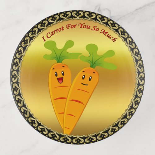 Cartoon carrots with big eyes and a smile to go trinket tray