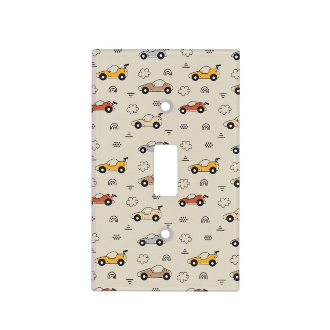 Cartoon Cars Boys Nursery Pattern Light Switch Cover (Front)