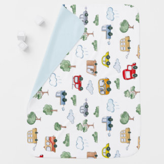 Cartoon Cars With Vehicles Seamless Pattern Baby Blanket
