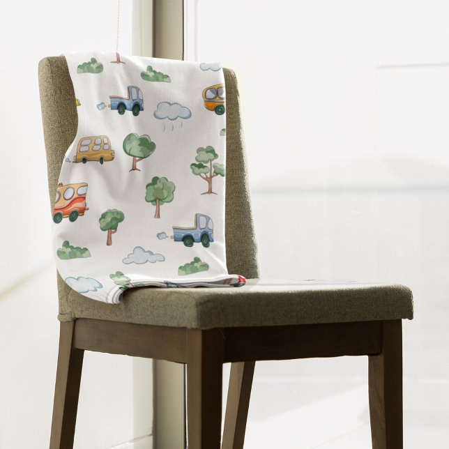 Cartoon Cars With Vehicles Seamless Pattern Fleece Blanket (Creator Uploaded)