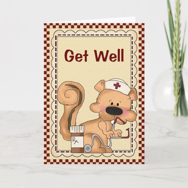 Cartoon Cartoon Squirrel Get Well Card | Zazzle