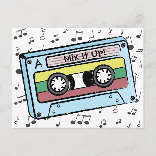 Cartoon Cassette Tape & Music Notes (Mix It Up) (Front)