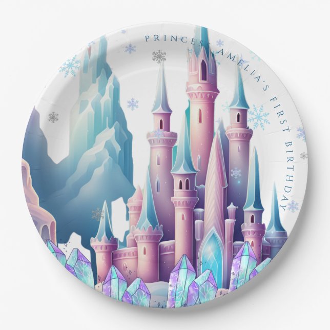  Cartoon Castle 1st Birthday Paper Plates (Front)