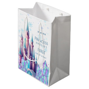Cartoon Castle Frozen Kingdom 1st Birthday Medium Gift Bag