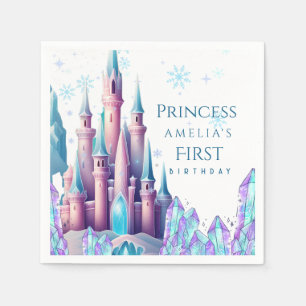  Cartoon Castle Frozen Kingdom 1st Birthday Paper Napkins