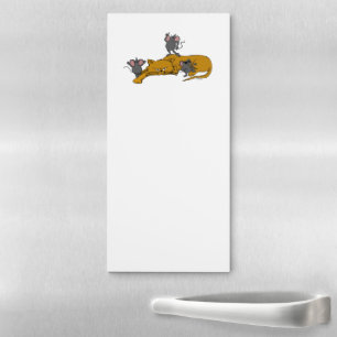Cartoon Cat and Dancing Mice Magnetic Notepad