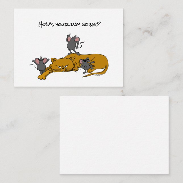 Cartoon Cat and Dancing Mice  Note Card (Front/Back)