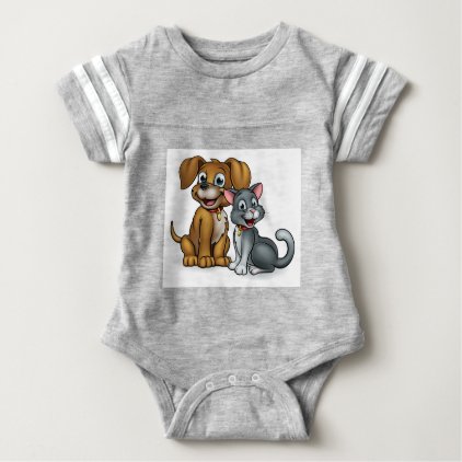 Cartoon Cat and Dog Pets Baby Bodysuit