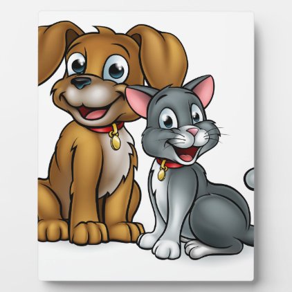 Cartoon Cat and Dog Pets Plaque