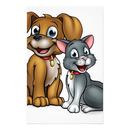 Cartoon Cat and Dog Pets Stationery