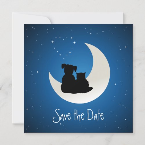 Cartoon Cat and Dog Soulmates Save the Date