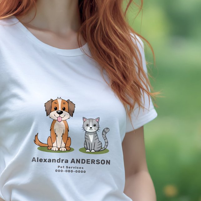 Cartoon Cat & Dog - Pet Services Tri-Blend Shirt (Cartoon Cat & Dog - Pet Services T-Shirt)