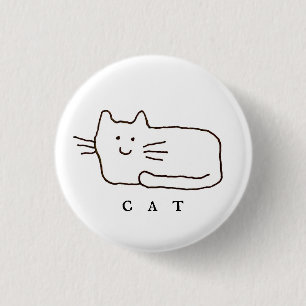 Cartoon Cat Doodle Line Art Button