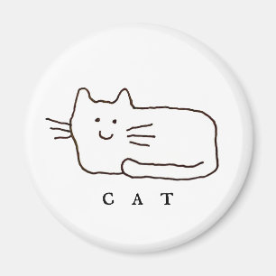 Cartoon Cat Doodle Line Art Magnet