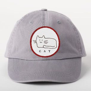 Cartoon Cat Doodle Line Art Patch