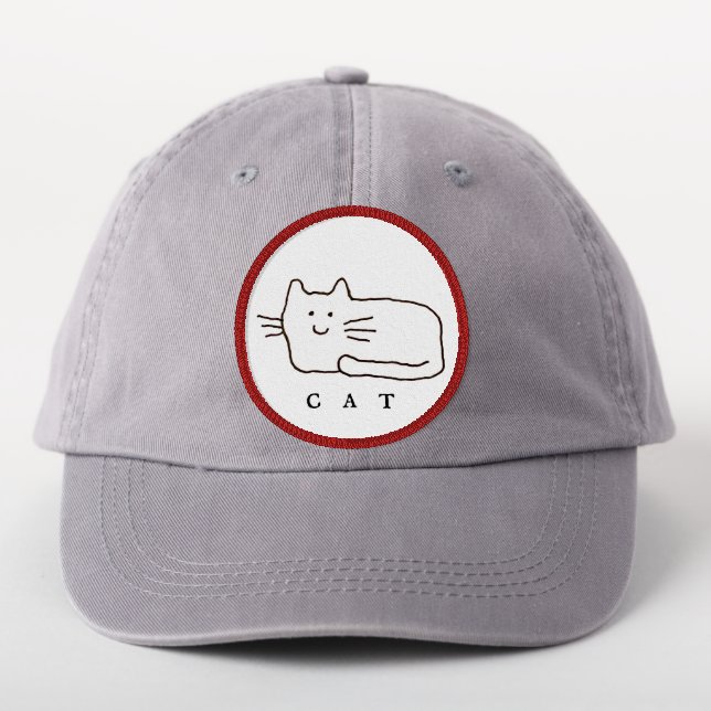 Cartoon Cat Doodle Line Art Patch (On Headwear)
