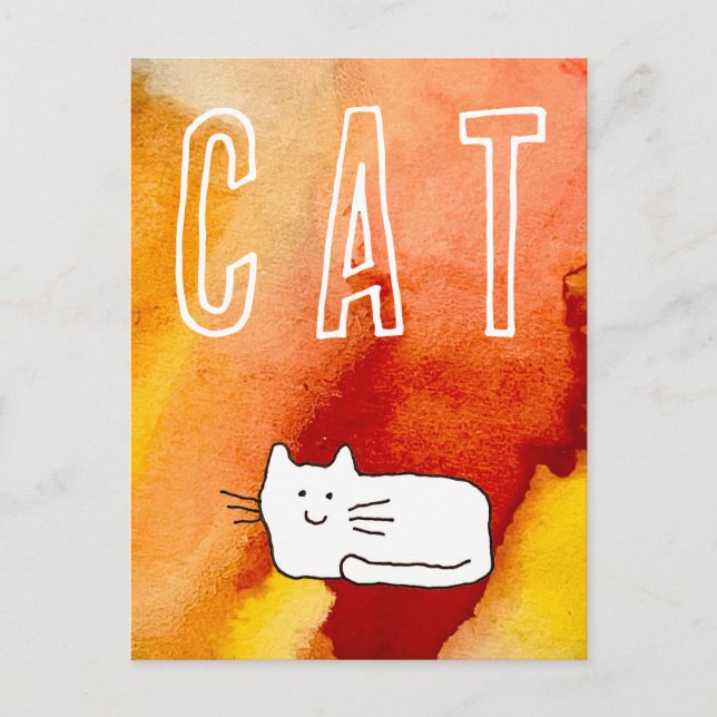 Cartoon Cat Doodle Line Art  Postcard (Front)