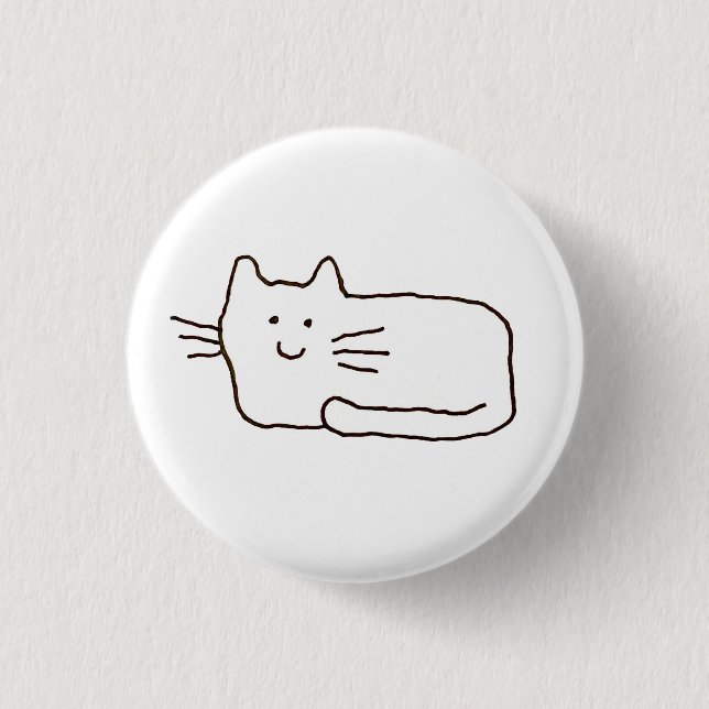 Cartoon Cat Doodle Line Drawing  Button (Front)