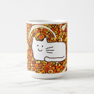 Cartoon Cat Doodle Line Drawing Coffee Mug