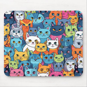Cartoon Cat Face Mouse Pad