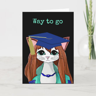 Cartoon Cat Graduate Card