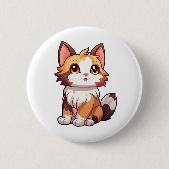Cartoon cat illustration button (Front)