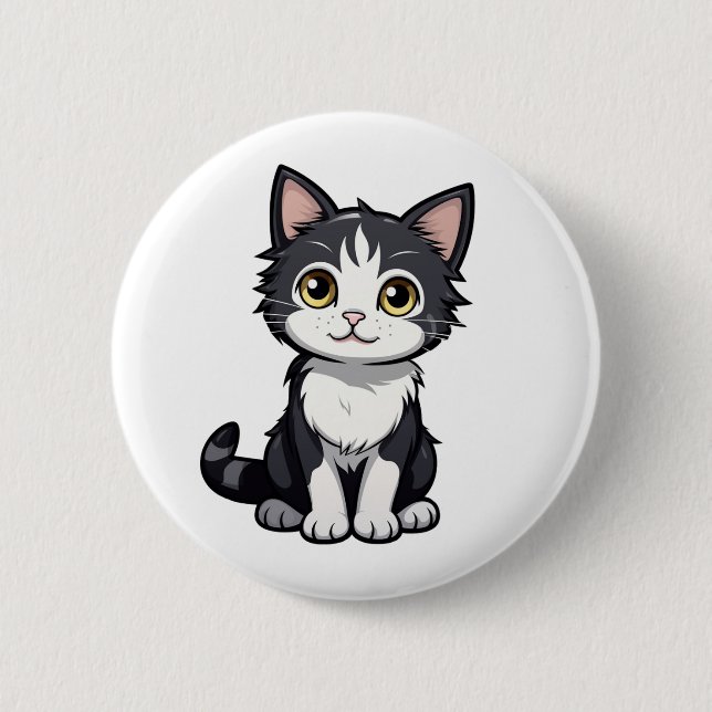 Cartoon cat illustration button (Front)