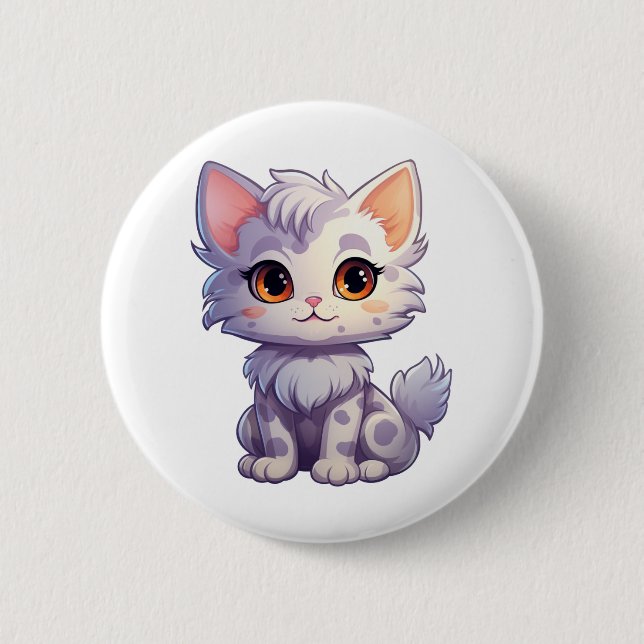 Cartoon cat illustration button (Front)