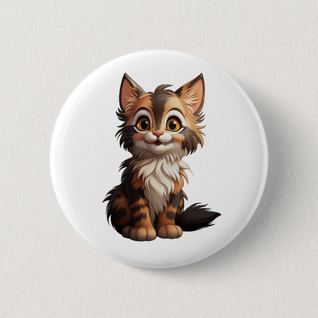 Cartoon cat illustration button (Front)