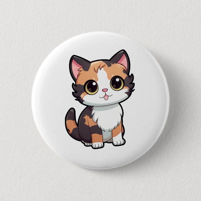 Cartoon cat illustration button (Front)