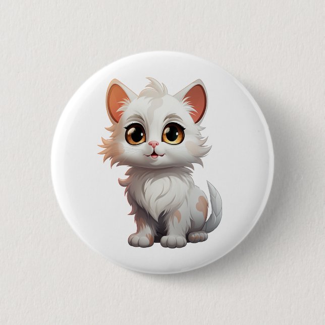 Cartoon cat illustration button (Front)