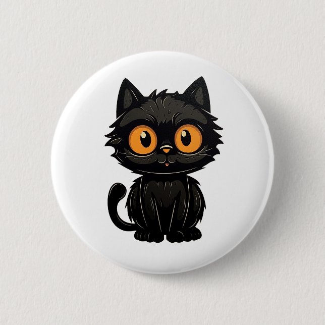 Cartoon cat illustration button (Front)