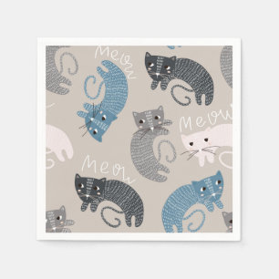 Cartoon cat illustration napkins