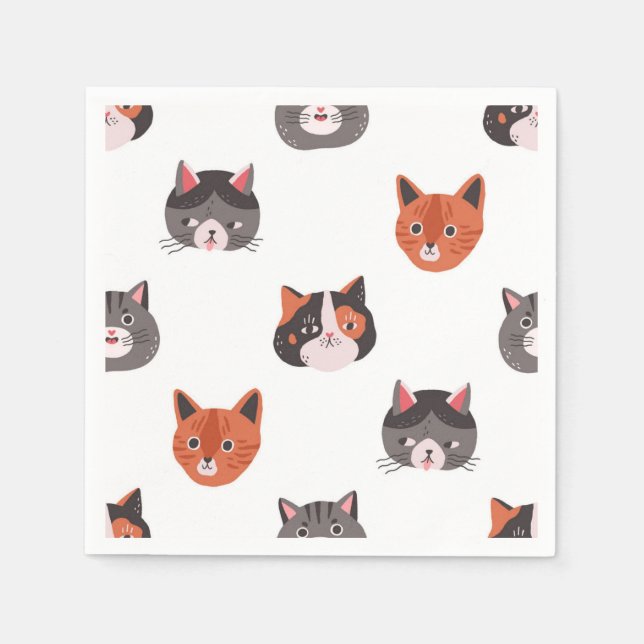Cartoon cat illustration napkins (Front)