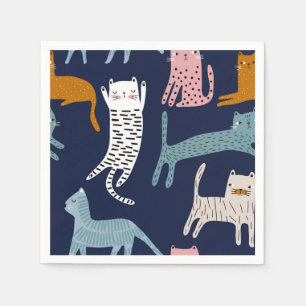 Cartoon cat illustration napkins