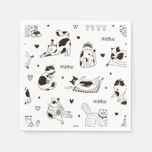 Cartoon cat illustration napkins