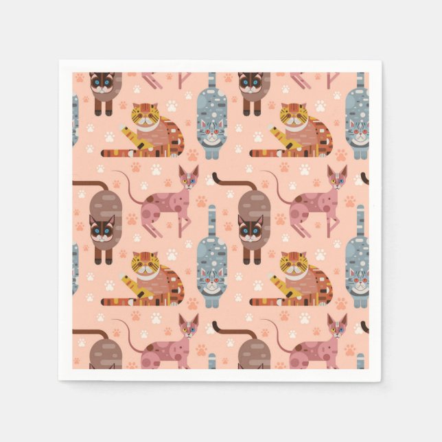 Cartoon cat illustration napkins (Front)
